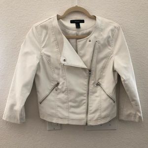 Forever 21 Faux Leather White Jacket Large